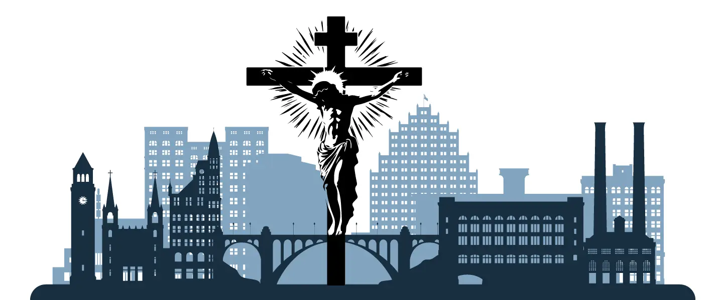 Spokane Catholic Network - Spokane skyline with crucifix